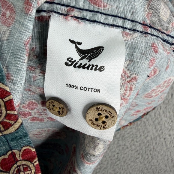 Yiume Shirt Mens XL Multicolor Floral Button Up Hawaiian Casual Vacation - Picture 7 of 9